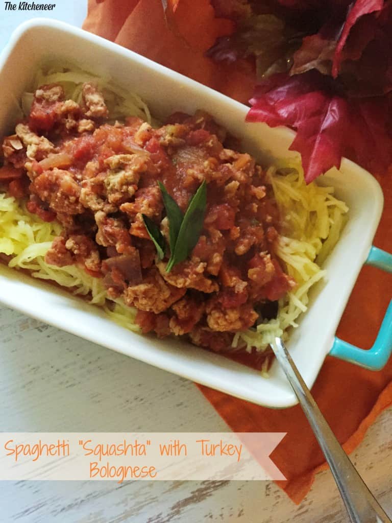 spaghetti squashta with turkey bolognese