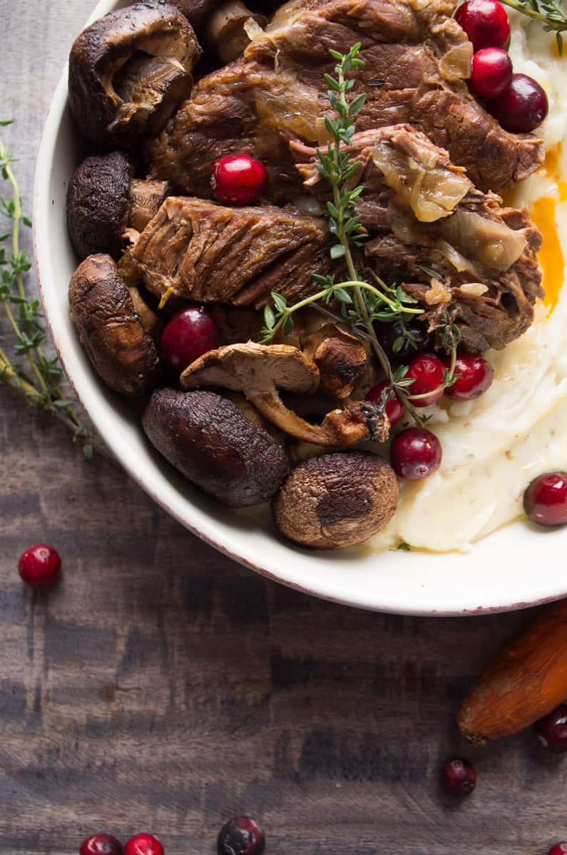 Instant Pot Cranberry Pot Roast-a Paleo holiday recipe that takes 45 minutes to make?! YES PLEASE! We LOVE serving this to our family and friends every year! | thekitcheneer.com