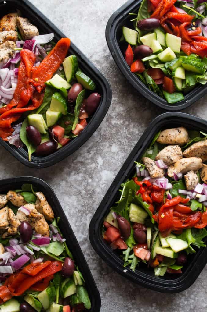 Greek Chicken Salad Meal Prep Bowl- the perfect protein packed meal prep done in 30 minutes! |thekitcheneer.com