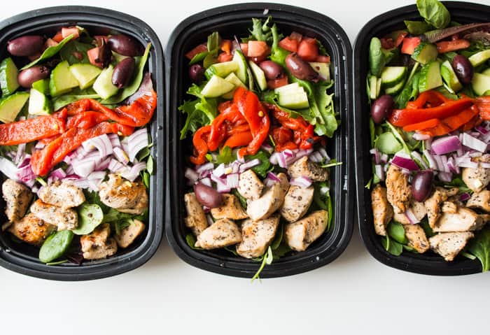 Greek Chicken Salad Meal Prep Bowl- the perfect protein packed meal prep done in 30 minutes! |thekitcheneer.com