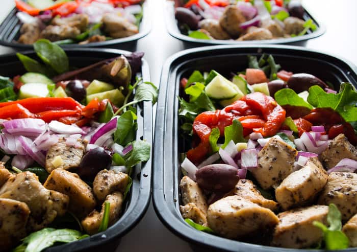 Greek Chicken Salad Meal Prep Bowl- the perfect protein packed meal prep done in 30 minutes! |thekitcheneer.com