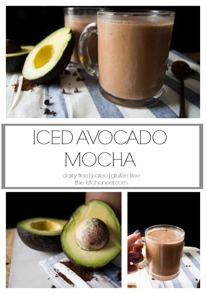 Iced Avocado Mocha- Basically your new favorite iced coffee recipe for this summer! Creamy superfood avocado is blended with cocoa and espresso to give you a creamy delectable coffee with an extra hit of caffiene!|thekitchenner.com