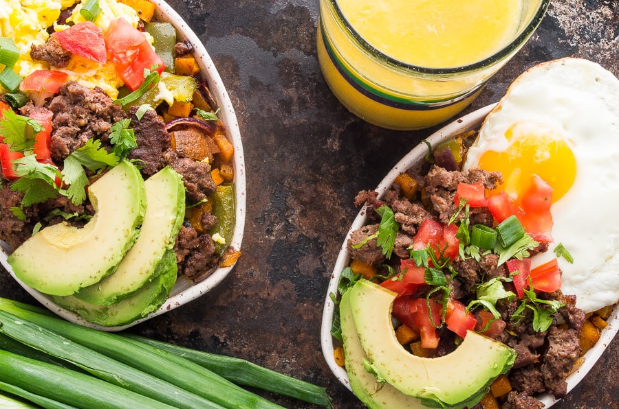 Paleo Breakfast Burrito Bowls with Bison Sausage and Sweet ...