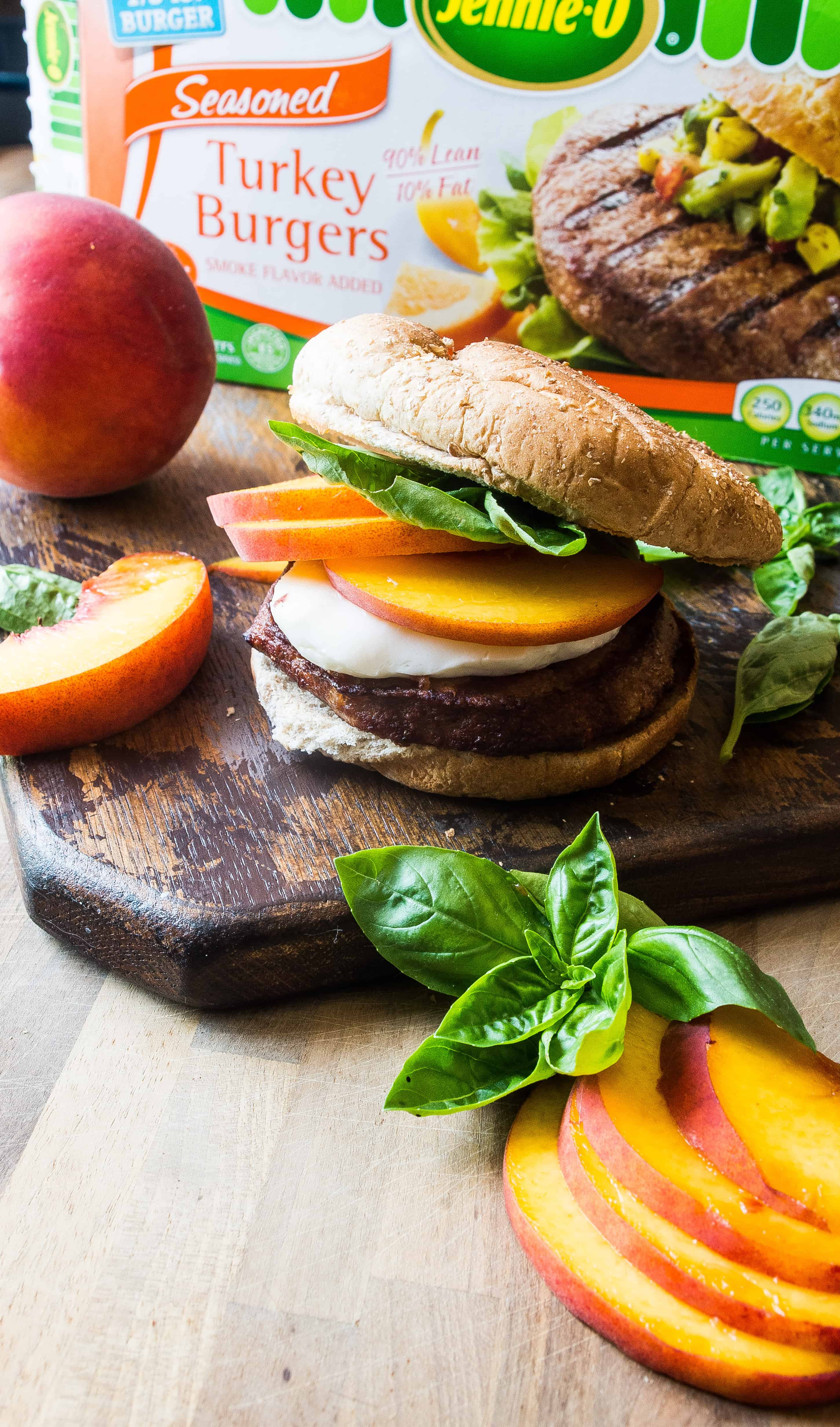 Grilled Peach Caprese Burgers- the perfect healthy grilling recipe using up the best of summer's produce-peaches!|thekitcheneer.com