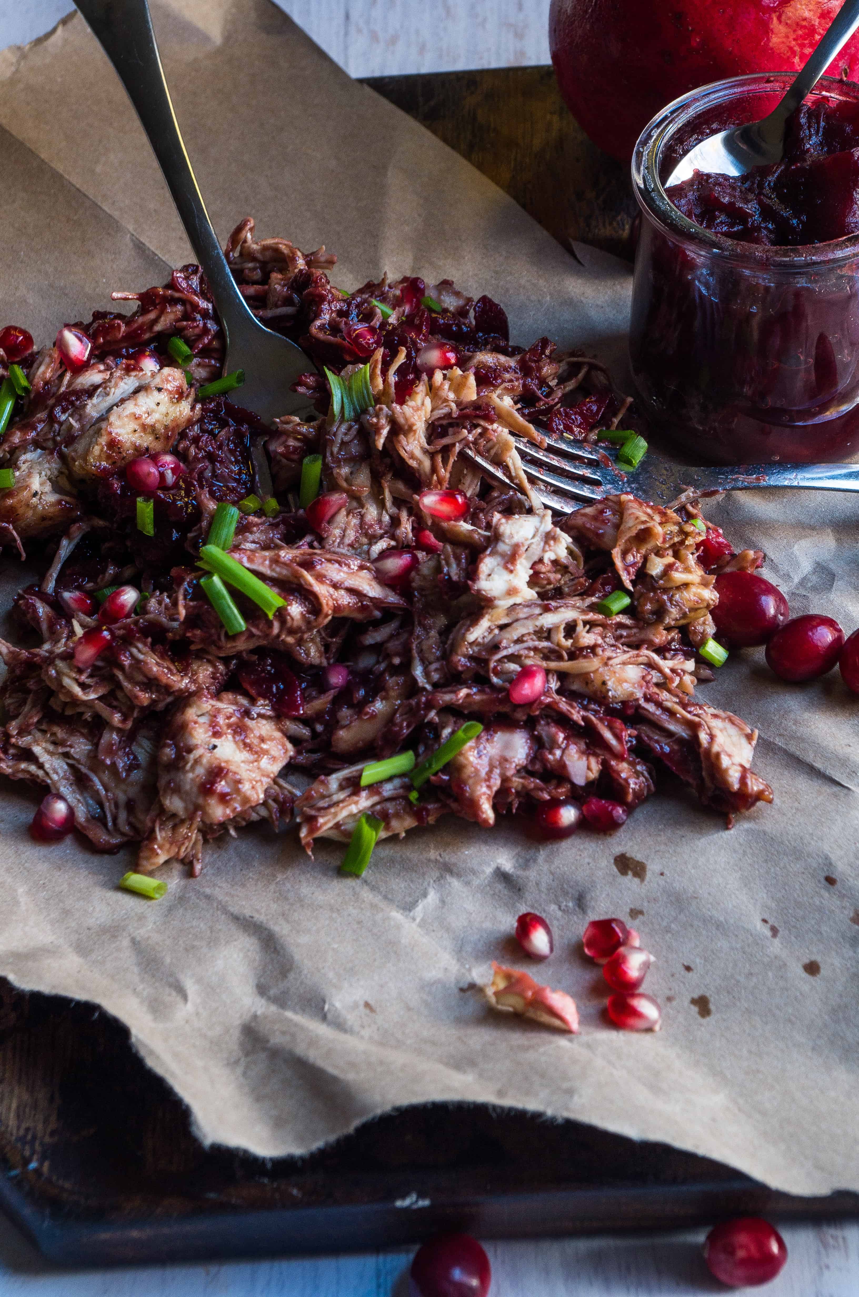 Cranberry BBQ Pulled Turkey- PERFECT for Thanksgiving leftovers!|thekitcheneer.com