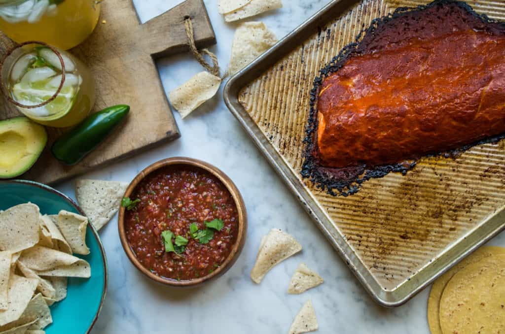 Fish Tacos Al Pastor- these ar SO easy and mind blowingly delicious. Simply blend the marinade add fish of choice plus a quick pineapple salsa to add even more flavor. #glutenfree #dairyfree #cincodemayo #tacotuesday