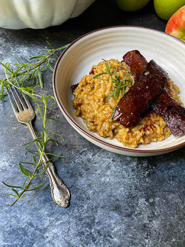 No Stir Apple Bacon Risotto|the kitcheneer.com