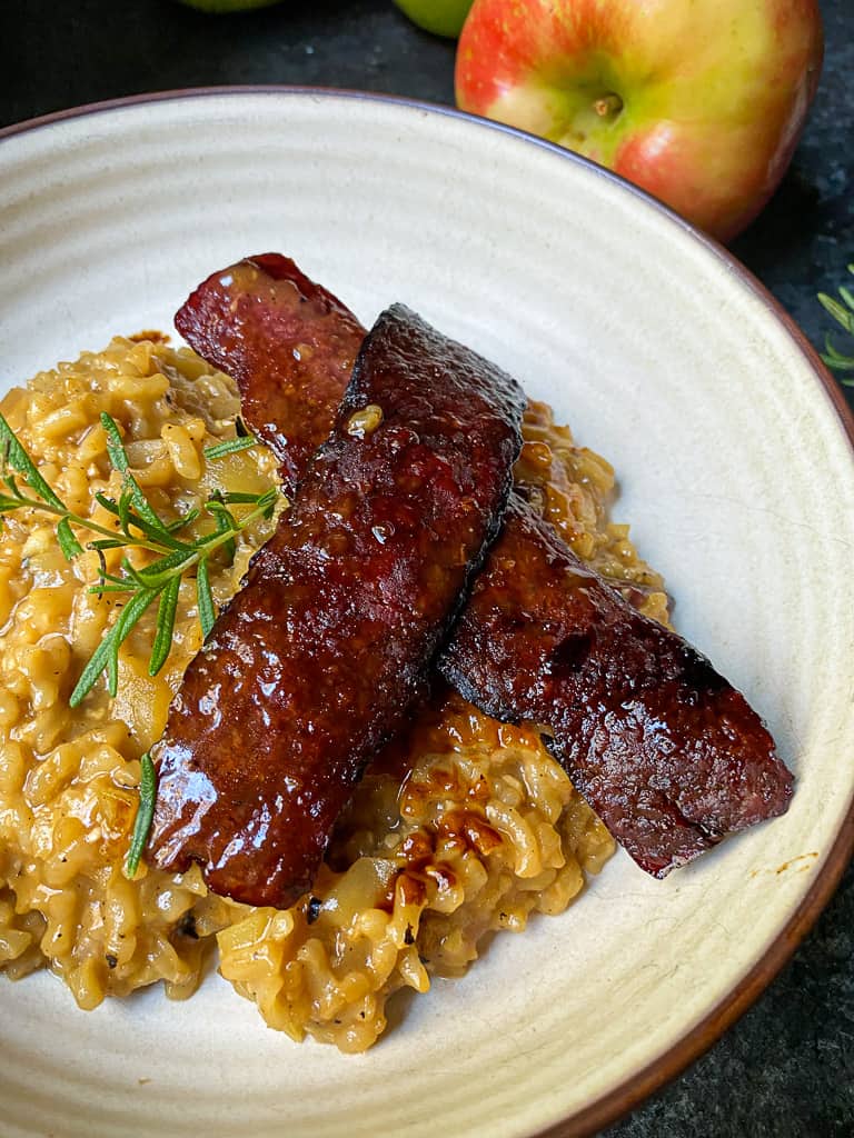 No Stir Apple Bacon Risotto|the kitcheneer.com