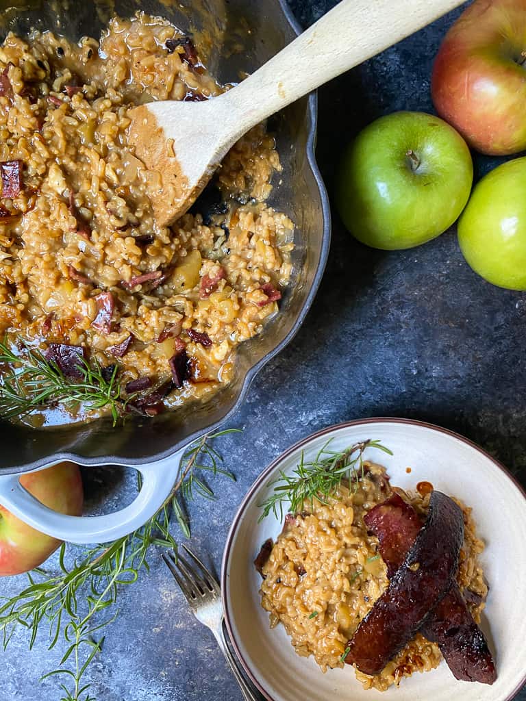 No Stir Apple Bacon Risotto|the kitcheneer.com