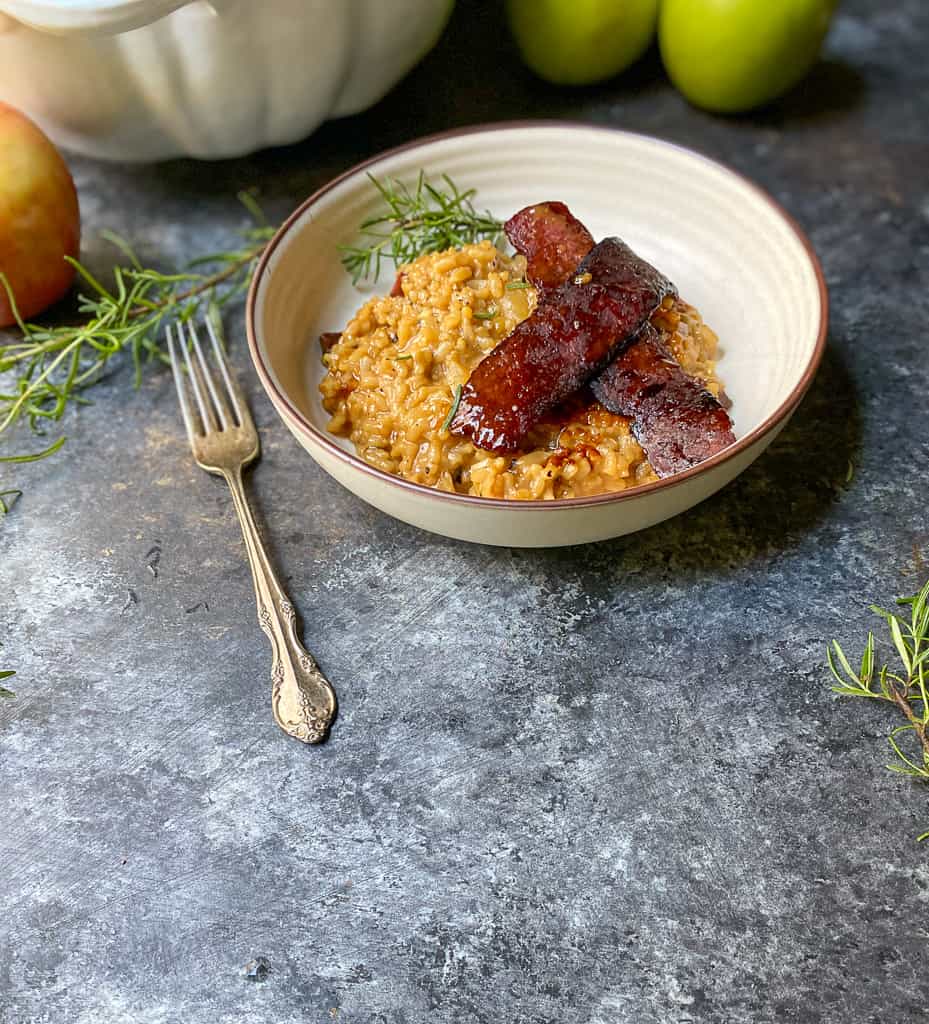 No Stir Apple Bacon Risotto|the kitcheneer.com