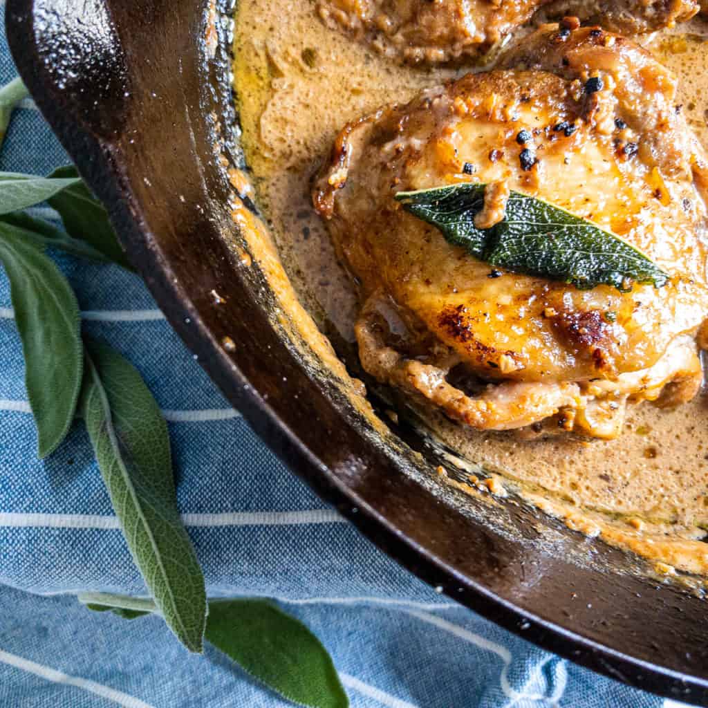 Whole30 Crispy Sage Butter Chicken|thekitcheneer.com