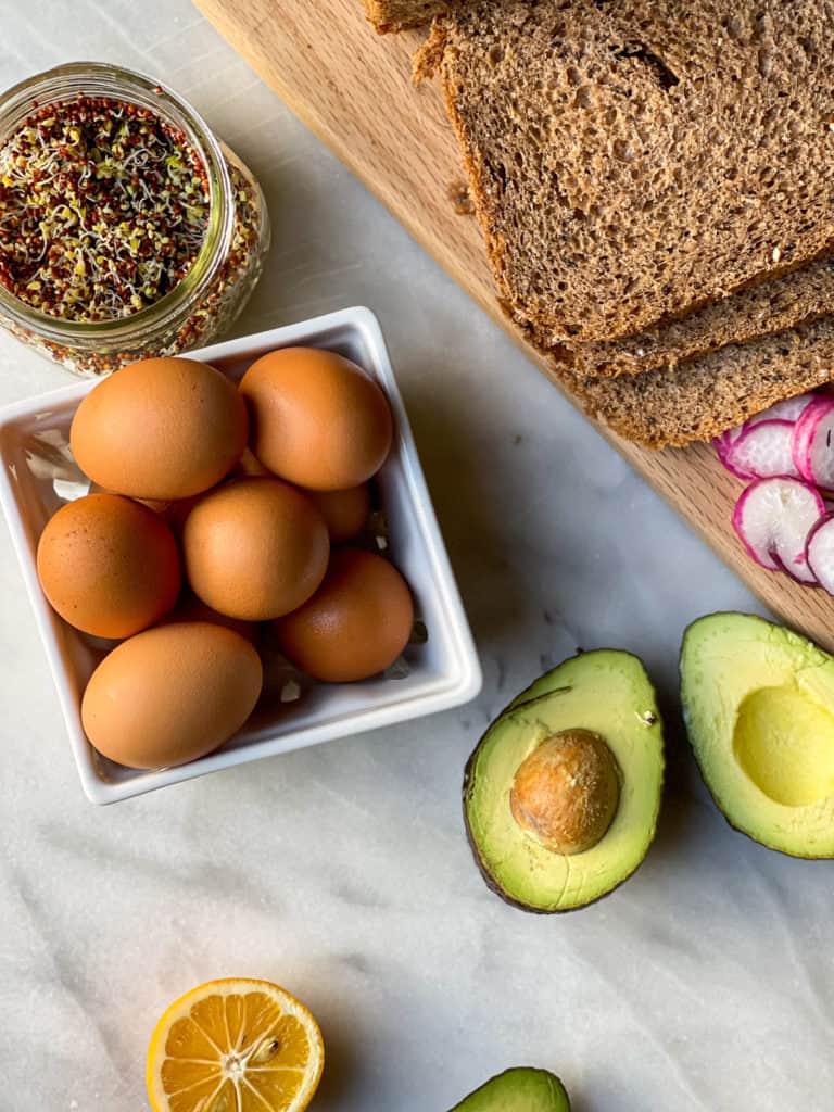 Ingredients to make avocado toast