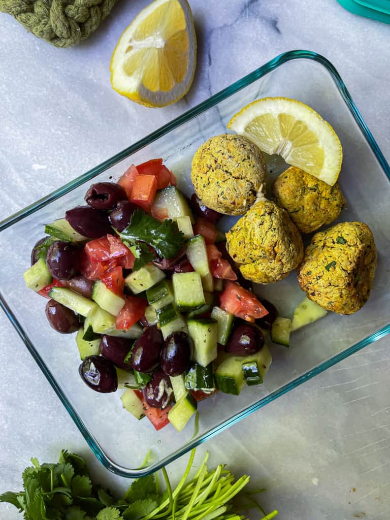 falafel in a meal prep container